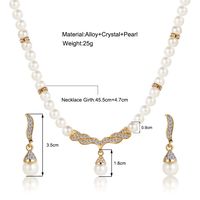 Perla Artificial Diamante Cristal Aleación Collar Pendientes Conjunto De Joyería Joyería Nupcial De Las Mujeres main image 3