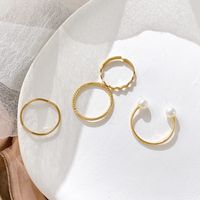 Fashion Simple Pearl Wave Twist Joint Alloy Ring Four-piece Set main image 3