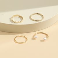 Fashion Simple Pearl Wave Twist Joint Alloy Ring Four-piece Set main image 4
