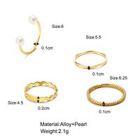 Fashion Simple Pearl Wave Twist Joint Alloy Ring Four-piece Set main image 5