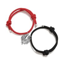 Fashion Devil Wings Magnet Pair Splicing Couple Red And Black Rope Bracelet main image 1