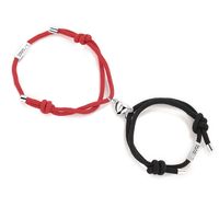 Fashion Devil Wings Magnet Pair Splicing Couple Red And Black Rope Bracelet main image 4