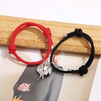 Fashion Devil Wings Magnet Pair Splicing Couple Red And Black Rope Bracelet main image 5