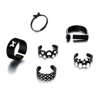Fashion New Black Knuckle Creative Retro Hollow Butterfly Heart-shaped Alloy Ring Set main image 1