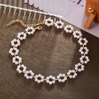 Fashion Retro Pearl Necklace Flower Alloy Necklace main image 5