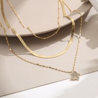 Fashion Retro Full Diamond Butterfly Pendant Alloy Three-layer Necklace main image 4