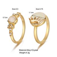 New Simple Inlaid Rhinestone Moon Joint Alloy Ring 2-piece main image 3