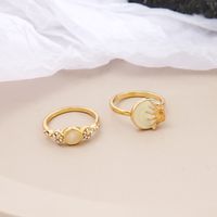New Simple Inlaid Rhinestone Moon Joint Alloy Ring 2-piece main image 4