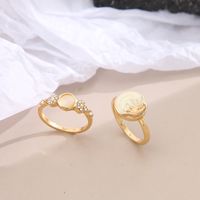 New Simple Inlaid Rhinestone Moon Joint Alloy Ring 2-piece main image 5