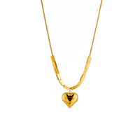 Acero Inoxidable 304 Chapados en oro de 18k Moda Oro Con Incrustaciones Corazón Collar main image 6