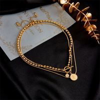 304 Stainless Steel 18K Gold Plated Fashion Inlaid Gold Necklace main image 3