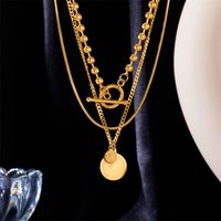 304 Stainless Steel 18K Gold Plated Fashion Inlaid Gold Necklace main image 4