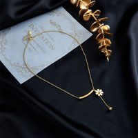 Edelstahl 304 18 Karat Vergoldet Mode Eingelegtes Gold Blume Halskette main image 3