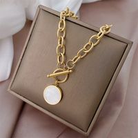 304 Stainless Steel 18K Gold Plated Inlaid Gold Necklace main image 1