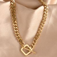Edelstahl 304 18 Karat Vergoldet Hip Hop Eingelegtes Gold Geometrisch Halskette main image 5