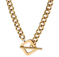 Edelstahl 304 18 Karat Vergoldet Hip Hop Eingelegtes Gold Geometrisch Halskette main image 2