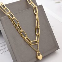 304 Stainless Steel 18K Gold Plated Hip-Hop Inlaid Gold Heart Necklace main image 1