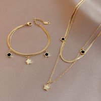 Fashion Five-pointed Star Titanium Steel Bracelet Simple Necklace Jewelry Set main image 5