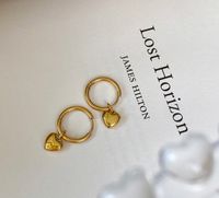 Simple Heart-shaped Pendant Titanium Steel 18k Gold-plated Circle Earrings main image 4