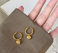 Simple Heart-shaped Pendant Titanium Steel 18k Gold-plated Circle Earrings main image 5