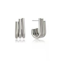 Multi-layer Hook-shaped Titanium Steel 18k Gold-plated Stud Earrings main image 4