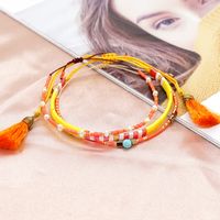 Bohemian Spring Summer Macaron Tila Beaded Rope Tassel Set Bracelet main image 4