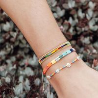 Fashion Bohemian Simple Glass Beads Beaded Daisy Rainbow Bracelet main image 1