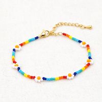 Fashion Bohemian Simple Glass Beads Beaded Daisy Rainbow Bracelet main image 5