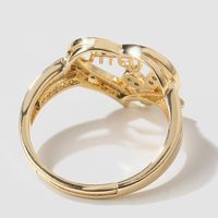 Mode Mama Brief Herzform Schmetterling Kupfer Eingelegtes Gold Künstliche Edelsteine Offener Ring main image 4