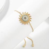 Mode-kupfer-intarsien-zirkon-blumen-armband main image 1