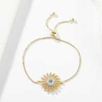 Mode-kupfer-intarsien-zirkon-blumen-armband main image 6