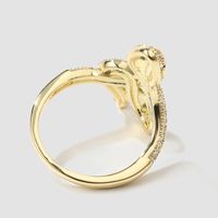 Fashion Copper Inlaid Zircon Zodiac Snake Open Ring Female main image 5