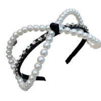 Oversized Bow-knot Pearl Hair Hoop Inlaid Diamonds main image 6