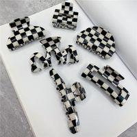 Fashion Black White Checkerboard Hairpin Large Grab Clip main image 4