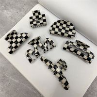 Fashion Black White Checkerboard Hairpin Large Grab Clip main image 5