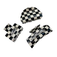 Fashion Black White Checkerboard Hairpin Large Grab Clip main image 6