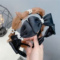 Fashion Mesh Pearl Small Bow Headband Wholesale Sweet Hair Accessories main image 1