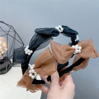 Fashion Mesh Pearl Small Bow Headband Wholesale Sweet Hair Accessories main image 4