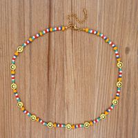 Fashion Simple Bohemian Smiley Face Glass Necklace main image 4