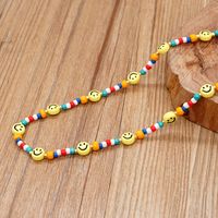 Fashion Simple Bohemian Smiley Face Glass Necklace main image 3
