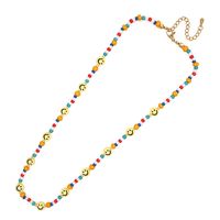 Fashion Simple Bohemian Smiley Face Glass Necklace main image 2