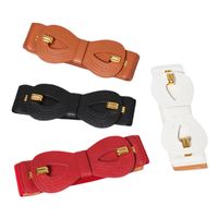 Nouveau Nœud Robe Femme Élastique Large Ceinture Décorative Marron main image 6