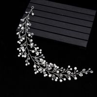 Bridal Hair Accessories Pearl Hair Band Gold Silver Crystal Gauze Dress Accessories sku image 1