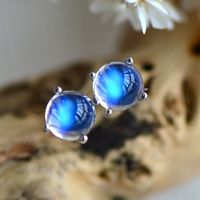 New Female Creative Four-claw Inlaid Moonstone Copper Earrings sku image 1