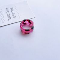 Fashion Adjustable Open Acrylic Acetate Marble Pattern Pair Ring sku image 2