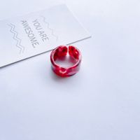 Fashion Adjustable Open Acrylic Acetate Marble Pattern Pair Ring sku image 5