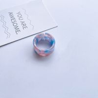 Fashion Adjustable Open Acrylic Acetate Marble Pattern Pair Ring sku image 8