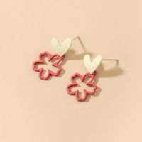 Cute Contrast Color Heart Flower Pendant Earrings sku image 1