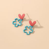 Cute Contrast Color Heart Flower Pendant Earrings sku image 2