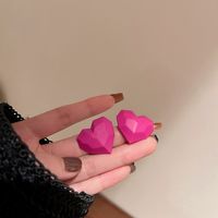 Simple Candy Color Heart-shaped Stud Earrings sku image 1